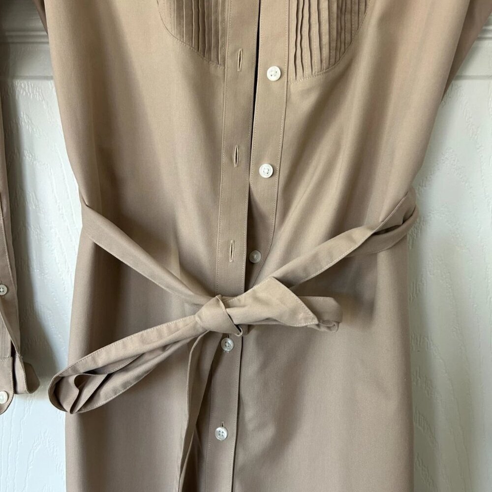 Brooks Brothers 346 Utility Shirt Dress Size 6 Beige Cotton Belted Long Sleeve - Picture 5 of 8